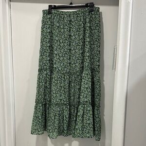 Aerie Green Floral Maxi Skirt